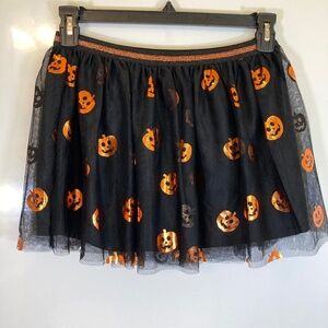 Halloween Skirt Tutu Style YOUTH Sz XXL 2XG 18 Black Metallic Pumpkin